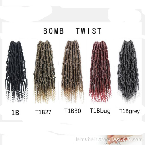 Spring Twist Hair Pretwisted 14-18 inch Bomb Twist Fluffy Synthetic Pre looped Passion Twist Crochet Braids 24 Root